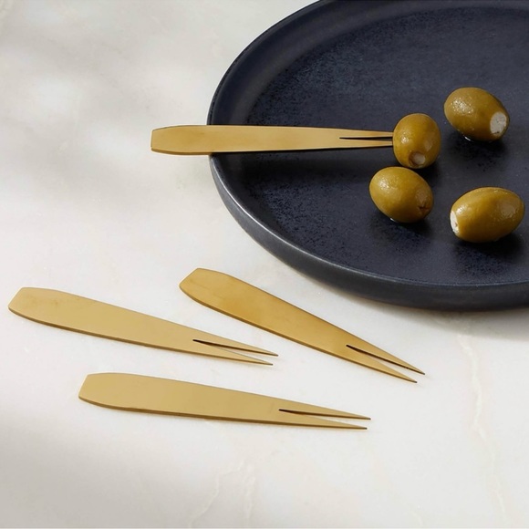 Cb2 piton gold cocktail forks set of 4 - Picture 4 of 14